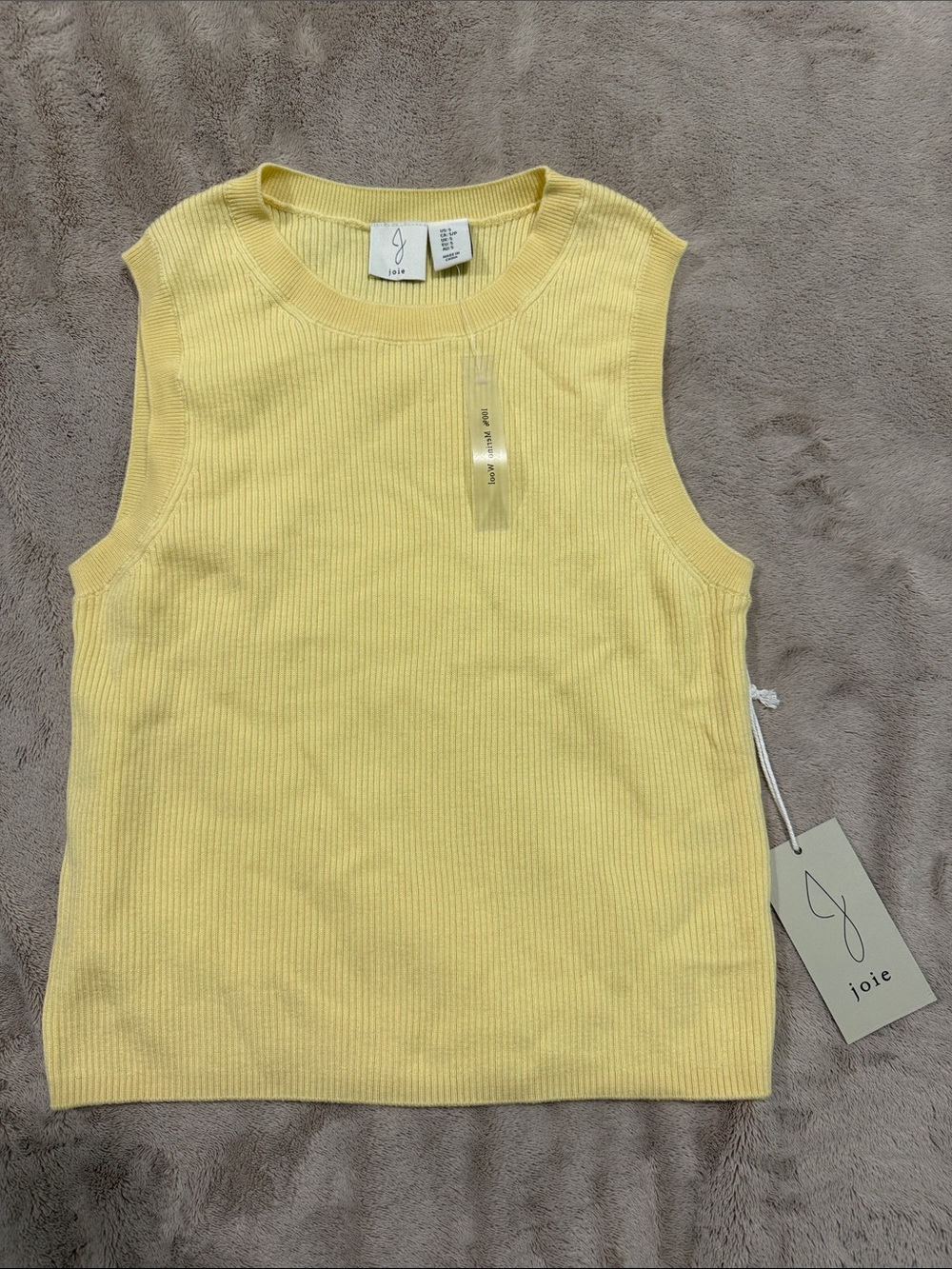 Joie Pale Yellow Ribbed Knit Tank
